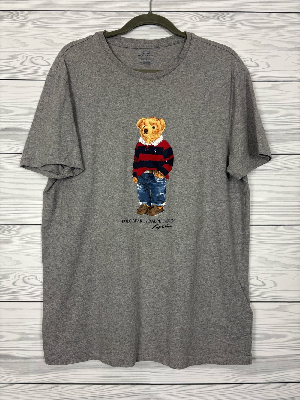 Polo Ralph Lauren Men’s polo bear gray short sleeve t-shirt size large